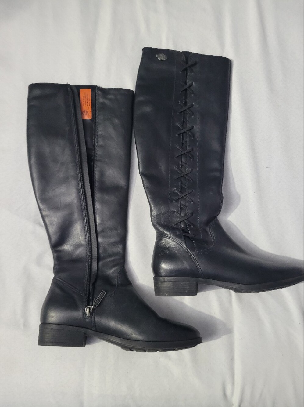 Harley-Davidson Black Womens Leather Boots with Side Zip